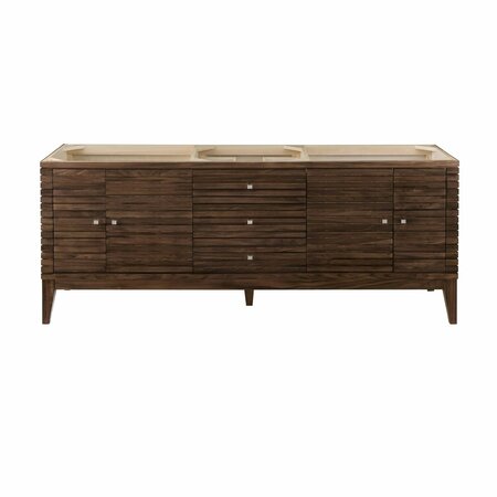 JAMES MARTIN VANITIES Linear 72in Double Vanity, Mid-Century Walnut 210-V72D-WLT